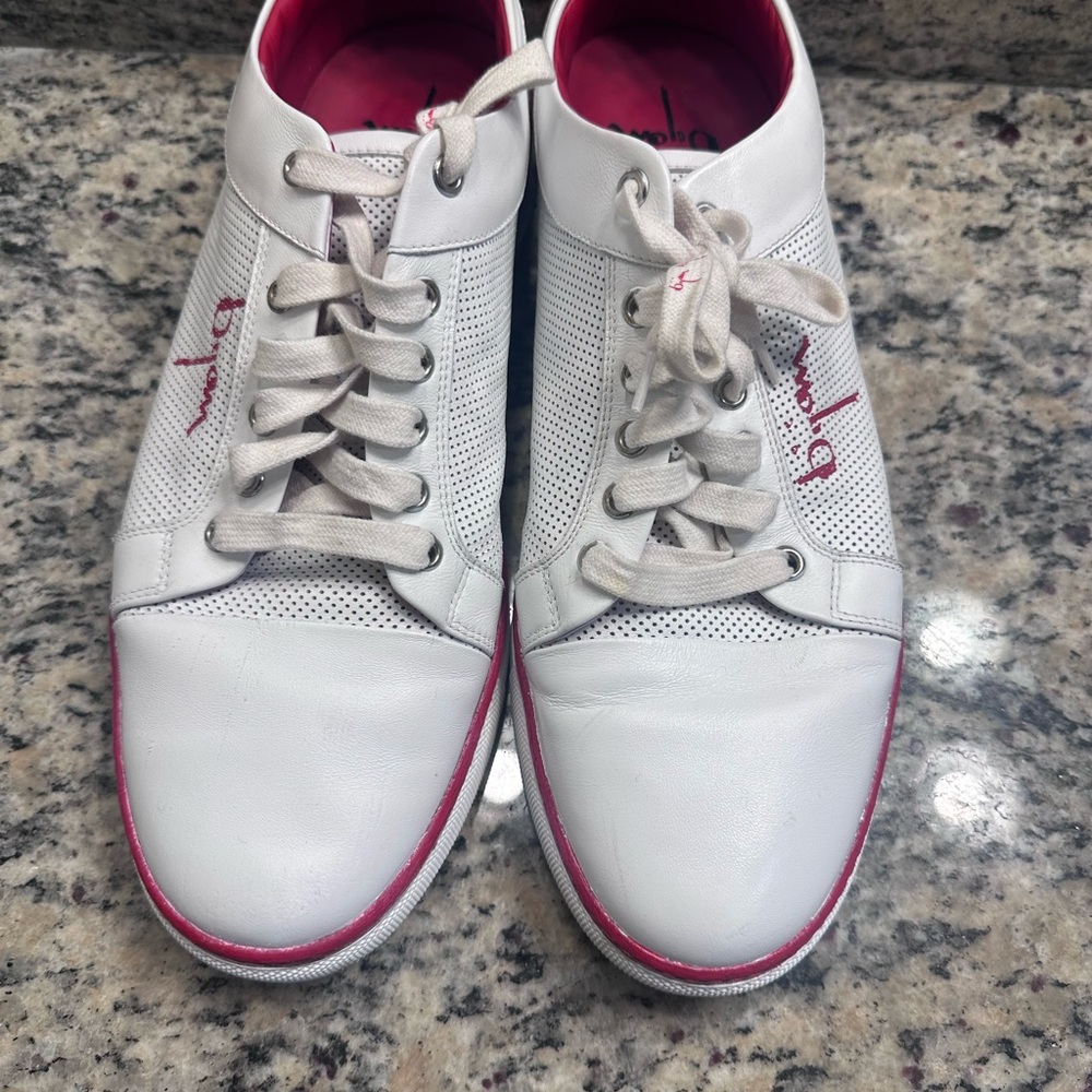Stylish White and Pink Men's Sneakers